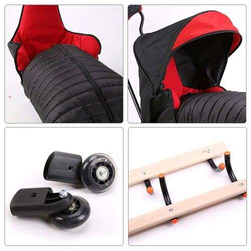 Sanki dziecięce teo&gigi SMART LINE z kółkami, podnóżkami i mufką #804