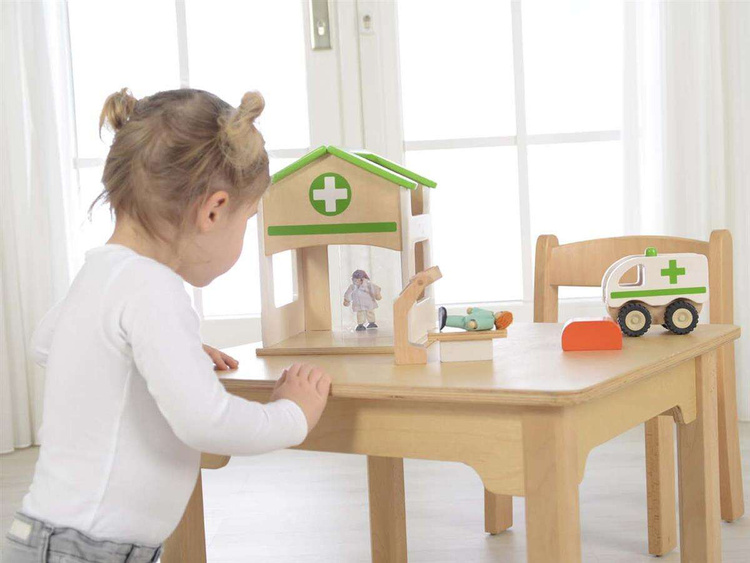 Mini Szpital Drewniany Zestaw Masterkidz Makieta