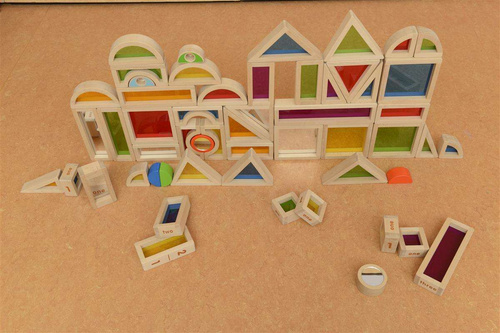 Tęczowe Klocki Zestaw 30 Elementów Kolorowe Szkło Masterkidz