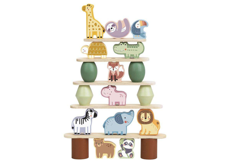 WOOPIE GREEN Drewniane Zwierzęta Układanka w Stosy FSC