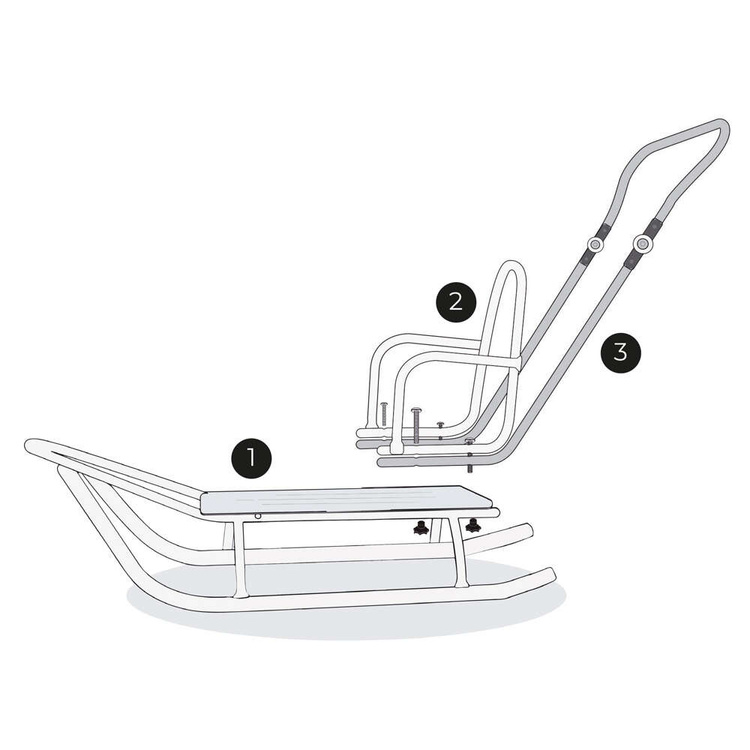 Sanki z pchaczem i oparciem teo&gigi ALL SEASONS z kółkami, podnóżkami i mufką #535