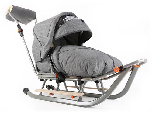 Sanki dziecięce teo&gigi ALL SEASONS z kółkami, podnóżkami i mufką  #510