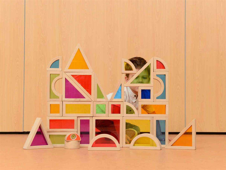 Tęczowe Klocki Zestaw 30 Elementów Kolorowe Szkło Masterkidz