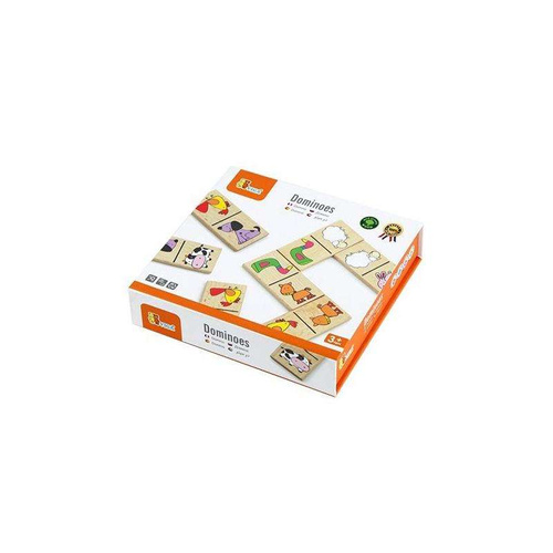 VIGA Drewniane Klocki GRA DOMINO Zestaw Zwierzątka 28 Elementów