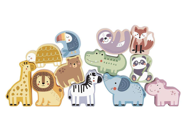 WOOPIE GREEN Drewniane Zwierzęta Układanka w Stosy FSC