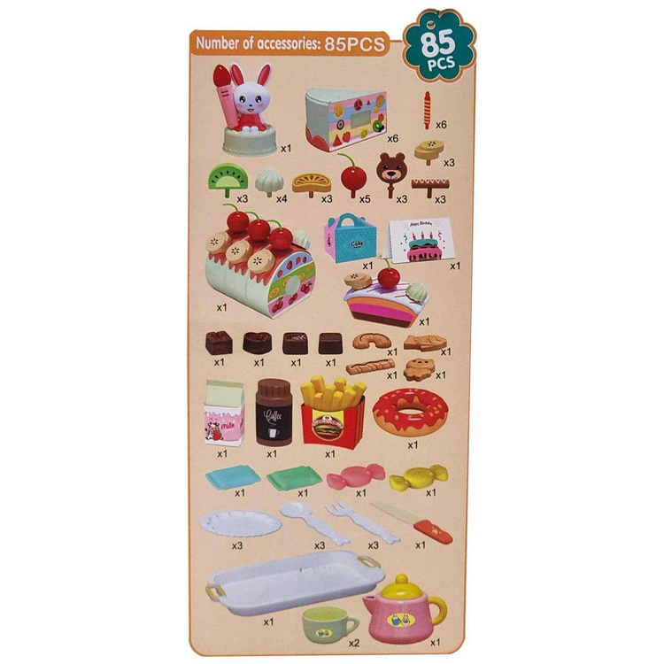 WOOPIE Cukiernia Tort Urodzinowy do Krojenia + Zestaw do Herbaty 85 el.