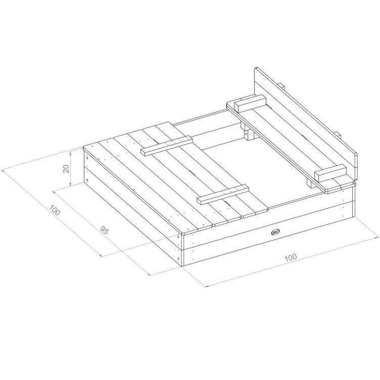 AXI Drewniana Piaskownica Ella Tęczowa Zakrywana z Ławeczkami