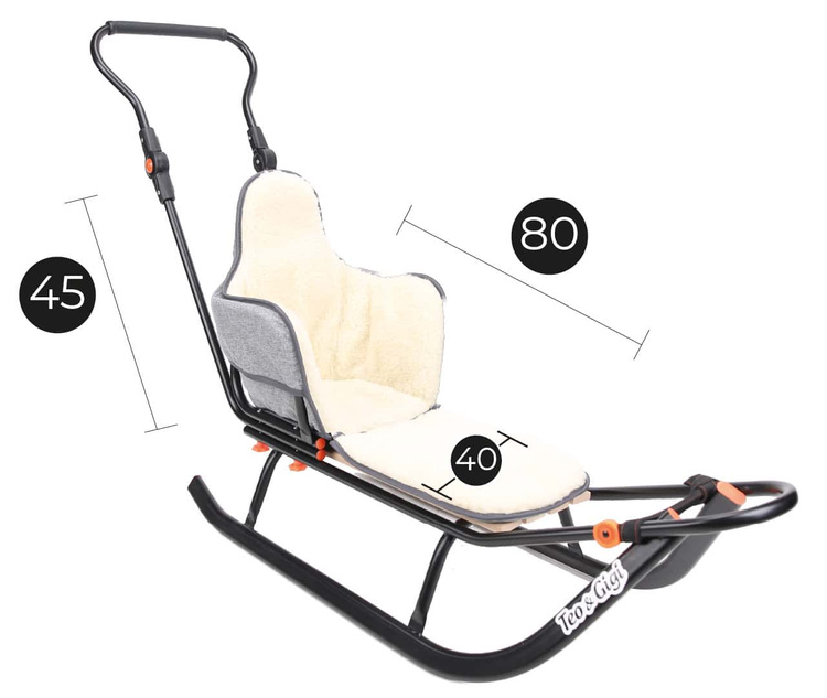 Sanki dziecięce teo&gigi ALL SEASONS Z MATERACYKIEM SZARY LEN Z WEŁNĄ #401