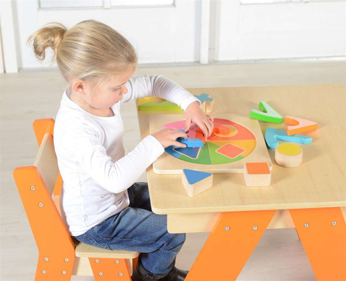 Kolorowa Drewniana Układanka Geometryczna Puzzle Masterkidz