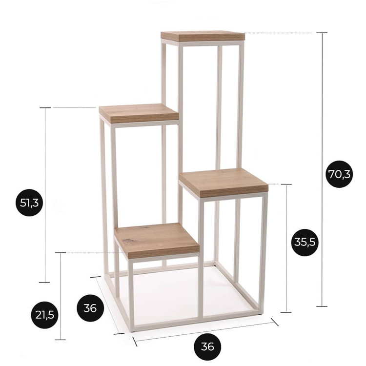 Kwietnik Loft metalowy Kaszmir Dąb Artisan CUBE Slim 4/70