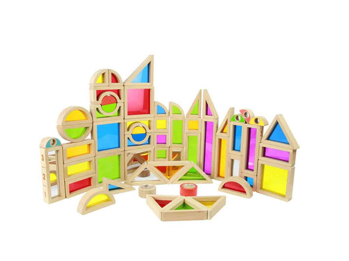 Klocki Tęczowe Zestaw 58 Sztuk Kolorowe Szkiełka Akrylowe Masterkidz