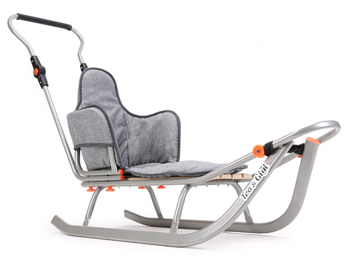 Sanki dziecięce teo&gigi ALL SEASONS Z MATERACYKIEM SZARY LEN #410