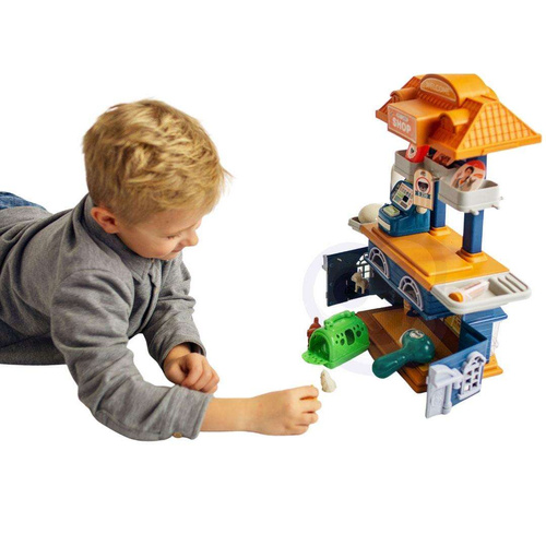 WOOPIE Domek 2w1 Sklep Zoologiczny + Salon Urody Weterynarz 33 el.