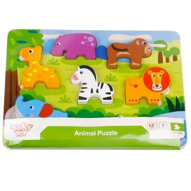 TOOKY TOY Grube Puzzle 3D Zwierzęta Dopasuj Kształty Układanka