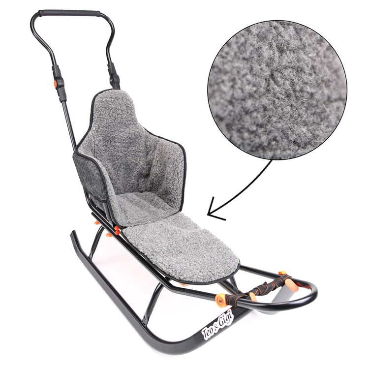 Sanki dziecięce teo&gigi ALL-SEASONS materacyk czarny len z szarą wełną100% #406