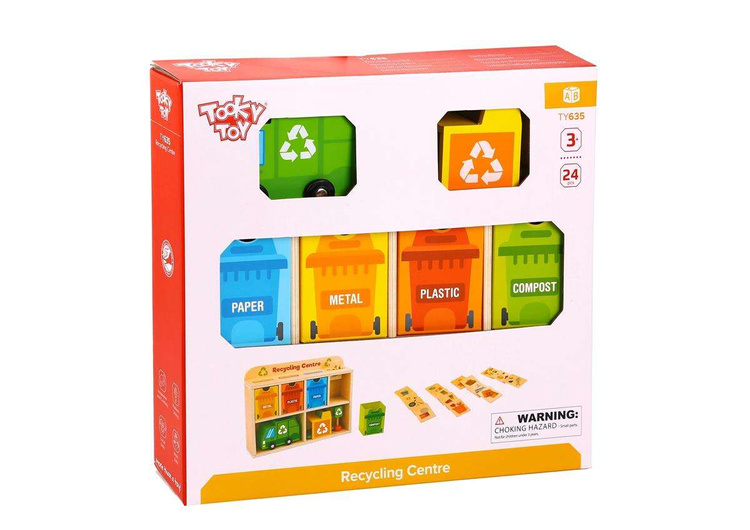 TOOKY TOY Drewniane Centrum Recyklingu Edukacyjny Sorter