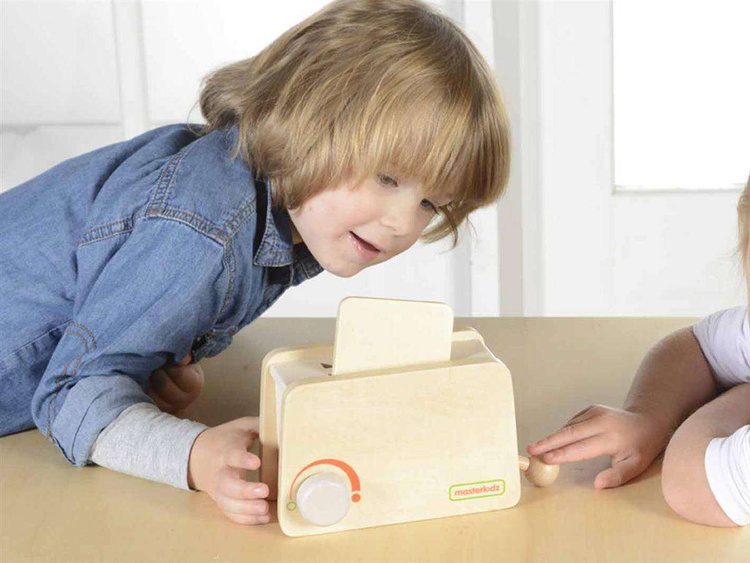 Drewniany Toster + Masło Kromka Nóż Talerz Dżem Masterkidz