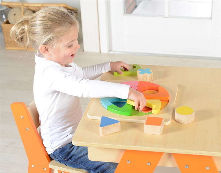 Kolorowa Drewniana Układanka Geometryczna Puzzle Masterkidz