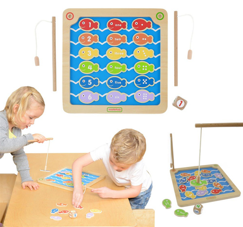 Łowienie Rybek Drewniana Zabawka Edukacyjna Cyferki Kolory Masterkidz