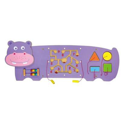Sensoryczna tablica manipulacyjna Hipopotam drewniana Viga Toys