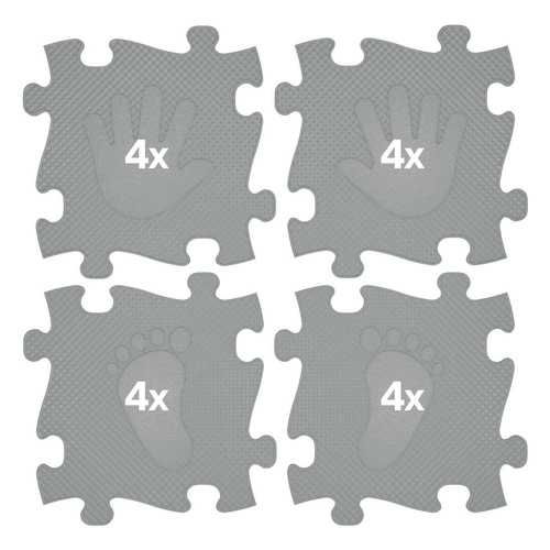 WOOPIE Mata Sensoryczna Ortopedyczna Puzzle Ręce i Nogi 16 el. - Kolor Szary