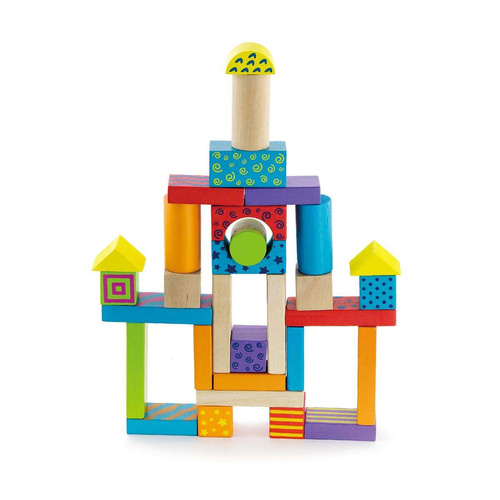 Viga Klocki Drewniane Edukacyjne w Wiaderku Miasto 100 elementów Zestaw