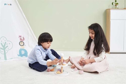 Viga PolarB Patera drewniana z Babeczkami Ciasteczkami Kawą zestaw 15 akc