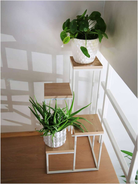 Kwietnik Loft metalowy Kaszmir Dąb Artisan CUBE Slim 4/70