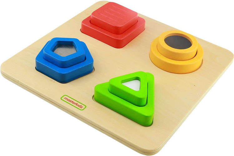 Drewniany Sorter Kształtów Materiałów Faktury Powierzchni Masterkidz