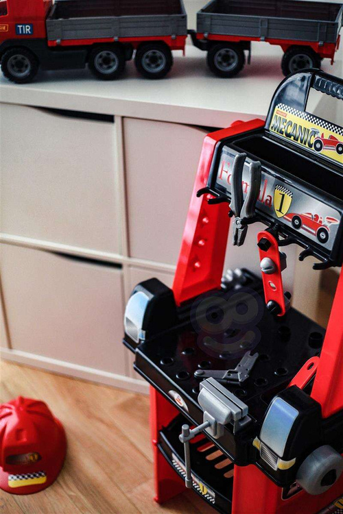 Zestaw Majsterkowicza "Super Mechanik" + Samochód z Burtami i Przyczepą "Volvo" Wader QT Polesie