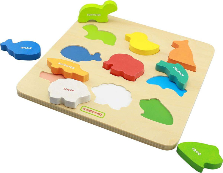 Drewniany Sorter Kształtów Masterkidz Kolorowe Zwierzątka