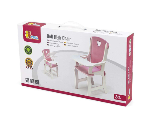 Drewniane krzesełko do karmienia lalek Viga.