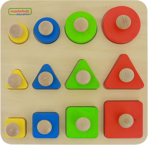 Drewniany Sorter Kształtów Wielkości Kolorów Masterkidz
