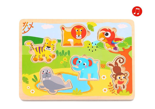 TOOKY TOY Drewniane Puzzle Dźwiękowe Zwierzęta Do Dopasowania