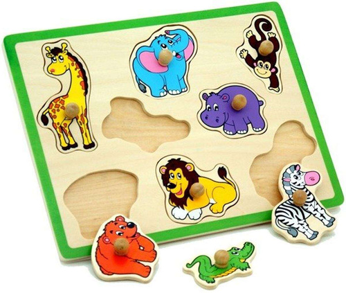 VIGA Drewniane Puzzle Zwierzęta z ZOO Układanka
