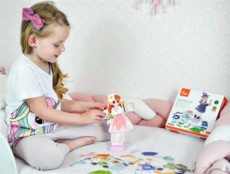 Viga Drewniana Układanka Magnetyczna Ubieranka Edukacyjna