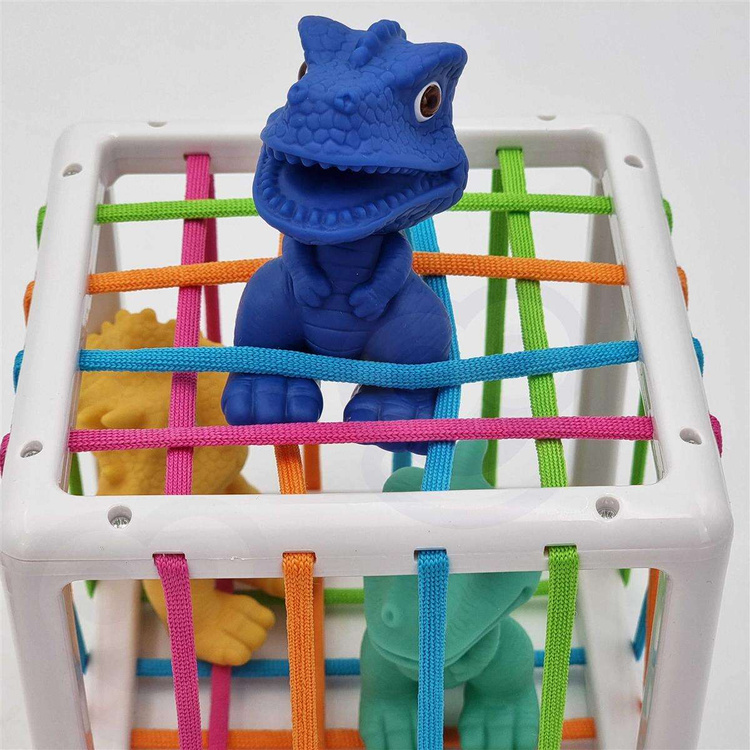 WOOPIE Elastyczna Kostka Sensoryczna Sorter dla Dzieci Kolorowe Dinozaury 6 el.