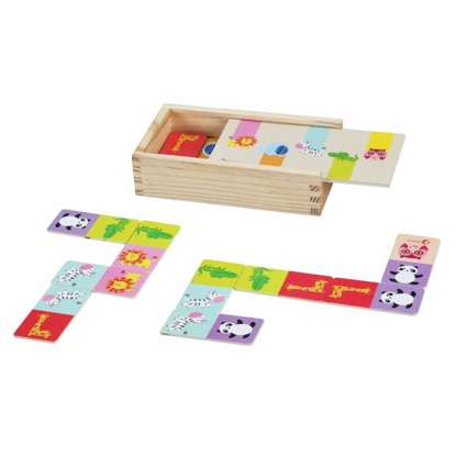 Classic World Drewniana Układanka Gra Domino - Zwierzątka 30 elementów