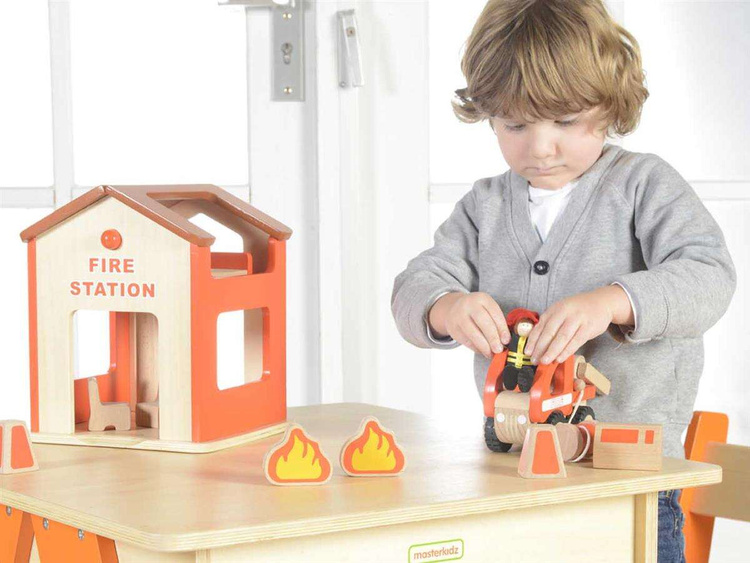 Mini Remiza Strażacka Drewniany Zestaw Masterkidz