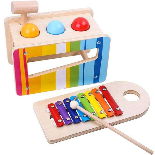 TOOKY TOY Drewniana Przebijanka z Cymbałkami 2w1