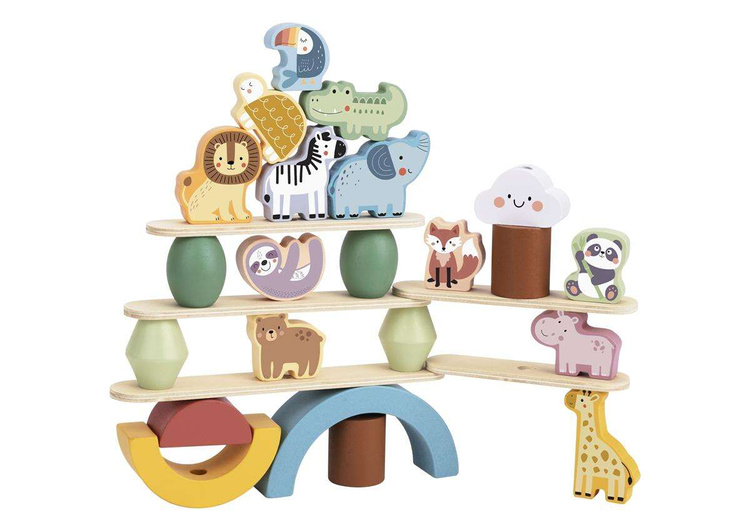 WOOPIE GREEN Drewniane Zwierzęta Układanka w Stosy FSC