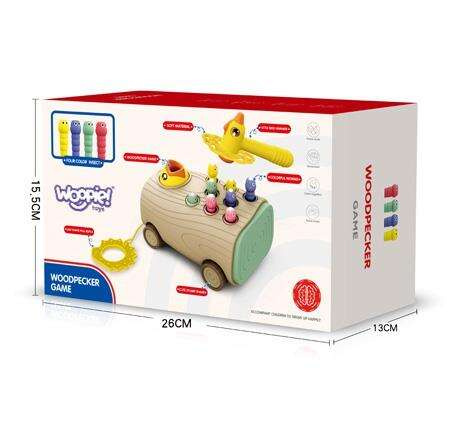 WOOPIE Gra Zręcznościowa Dzięcioł Wbijak Robaków 3w1 Wózek Ciągacz dla Niemowląt