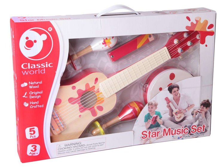 Zestaw Muzyczny Gitara Tamburyn + Akcesoria Classic World