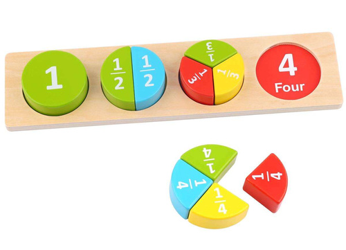 TOOKY TOY Drewniane Puzzle Edukacyjne Okrągłe Nauka Ułamków Matematyki