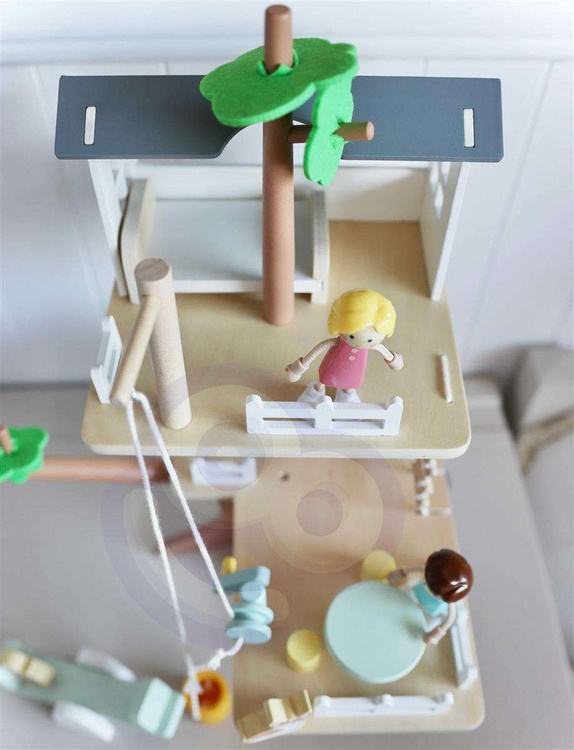 CLASSIC WORLD Drewniany Domek na Drzewie dla Lalek 31 el.