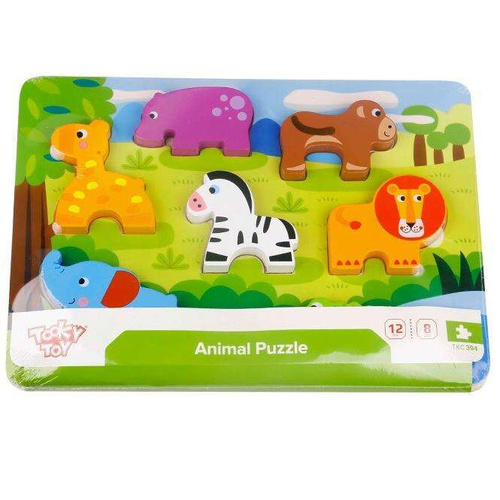TOOKY TOY Grube Puzzle 3D Zwierzęta Dopasuj Kształty Układanka