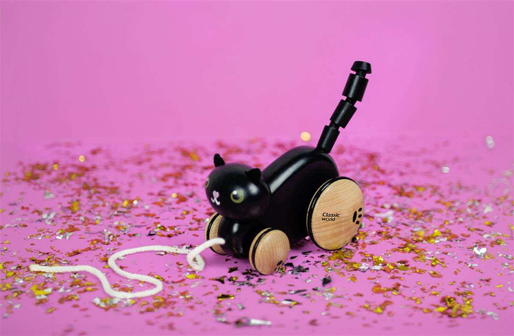 CLASSIC WORLD Drewniany Kotek Do Ciągania