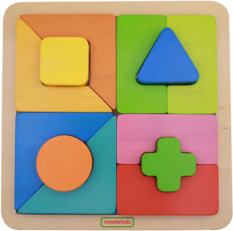 Drewniane Puzzle Geometryczne 12 Elementów Masterkidz