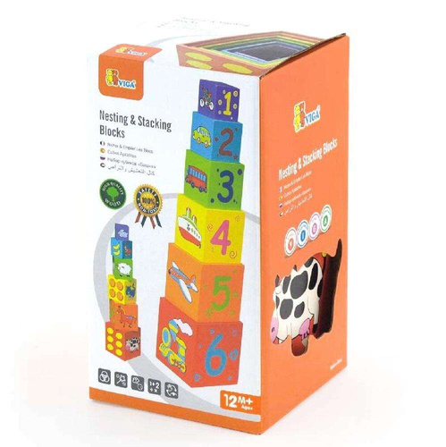 Viga Edukacyjny zestaw klocków Piramida Jedno w drugie