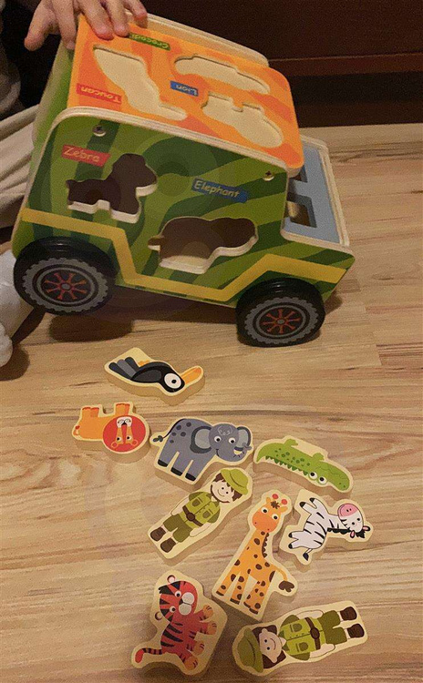 TOOKY TOY Drewniany Jeep Safari Sorter Samochód